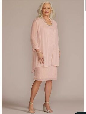 R&M Richards Blush Gown with Sparkling Neckline Size 16 W